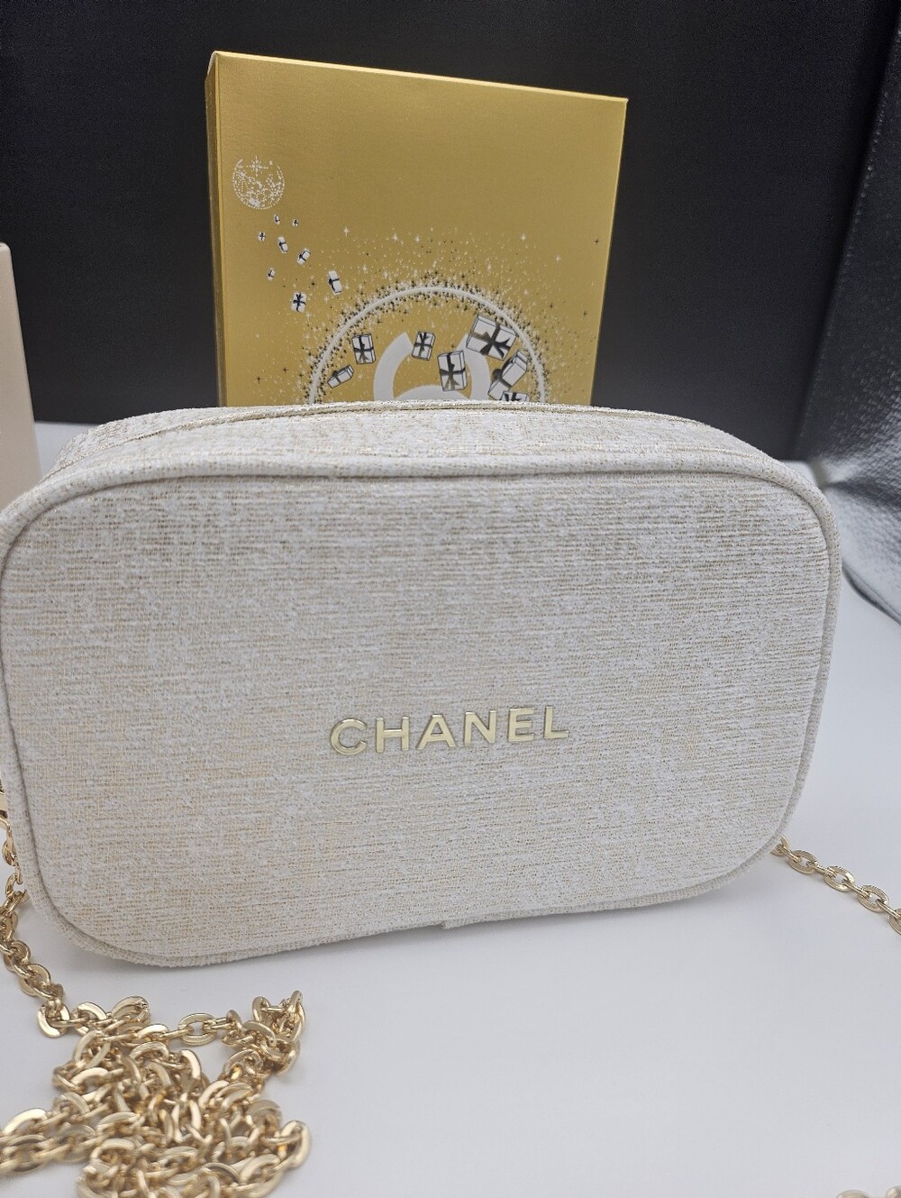 New CHANEL Cream Cosmetic Pouch from Chanel Beauty. - Picture 12 of 16